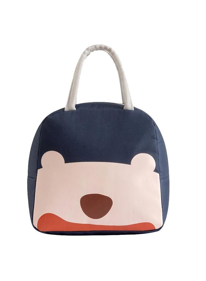 Lunch Box Bag Navy Blue Insulated Oxford Cloth Aluminum Foil Large Capacity Fashionable Bento Bag for School Office - Image 2